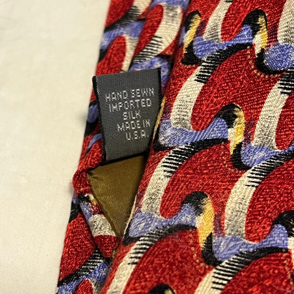 Robert Talbott Studio Preppy Classic Chic Print Necktie, Red + vibrant pattern.